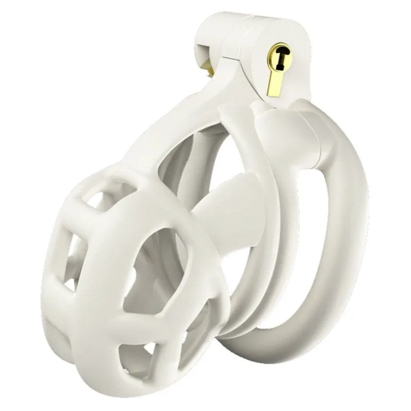 0265M  White Locking Male Chastity Cage - Discreet, Secure and Escape-Proof