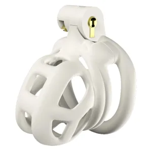 0265M  White Locking Male Chastity Cage - Discreet, Secure and Escape-Proof