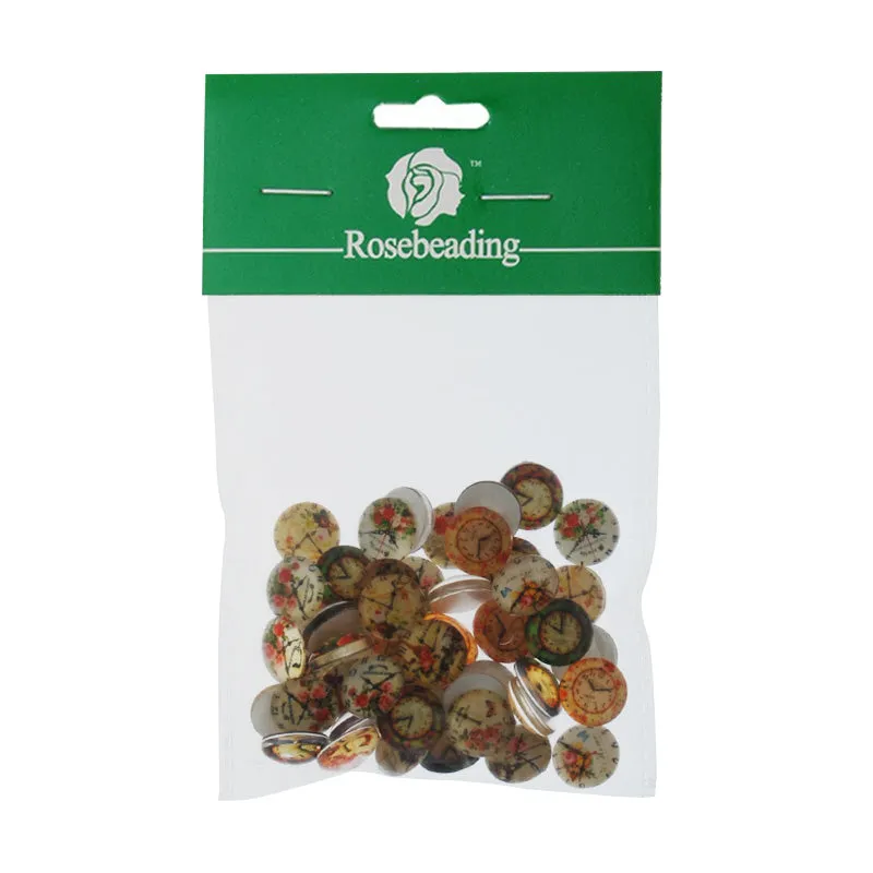 12mm Round glass cabochons,clock pattern glass cabochon,flat back,thickness 4.5mm,50 pieces/lot