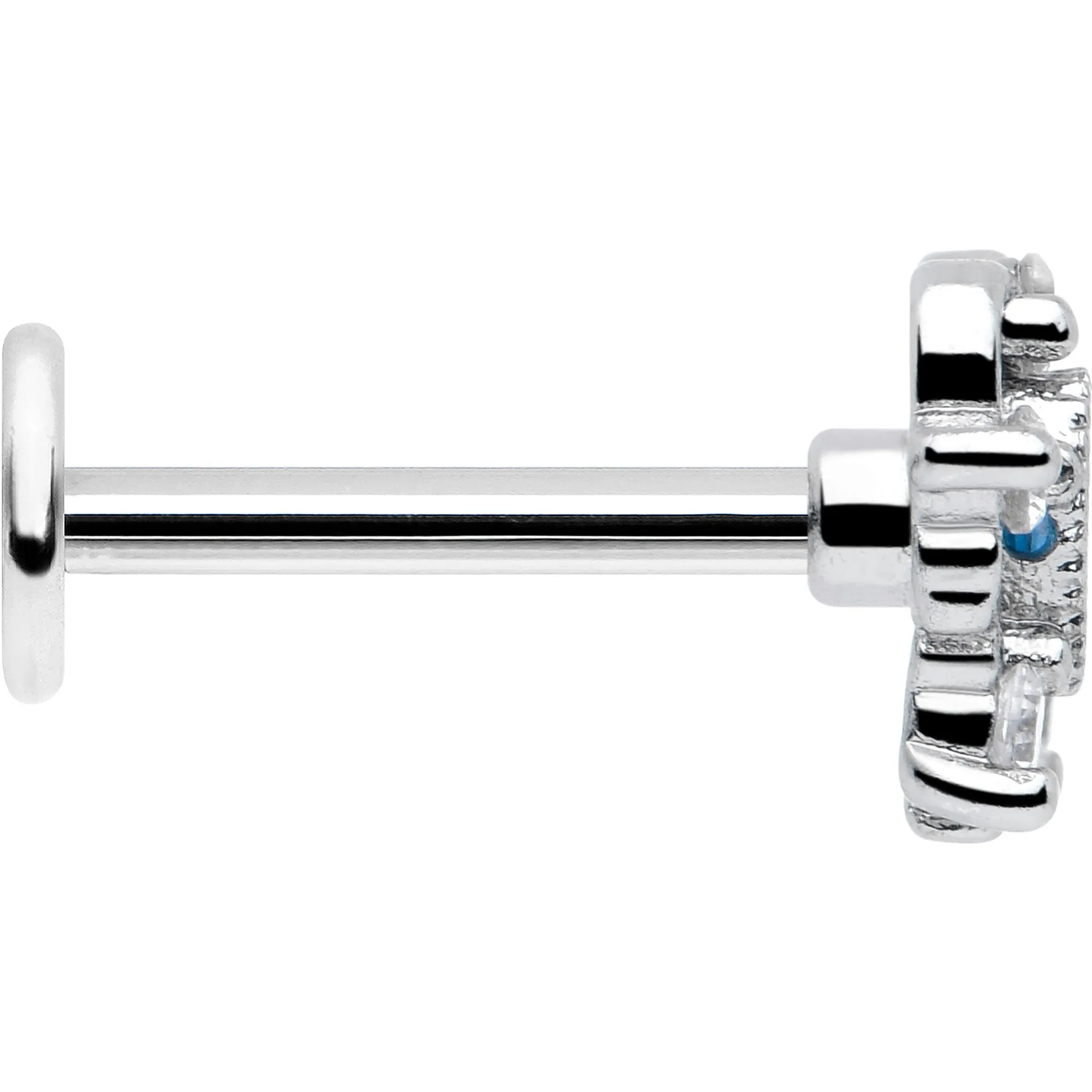 16 Gauge 5/16 Blue Clear CZ Gem Heart Pair Labret Monroe Tragus