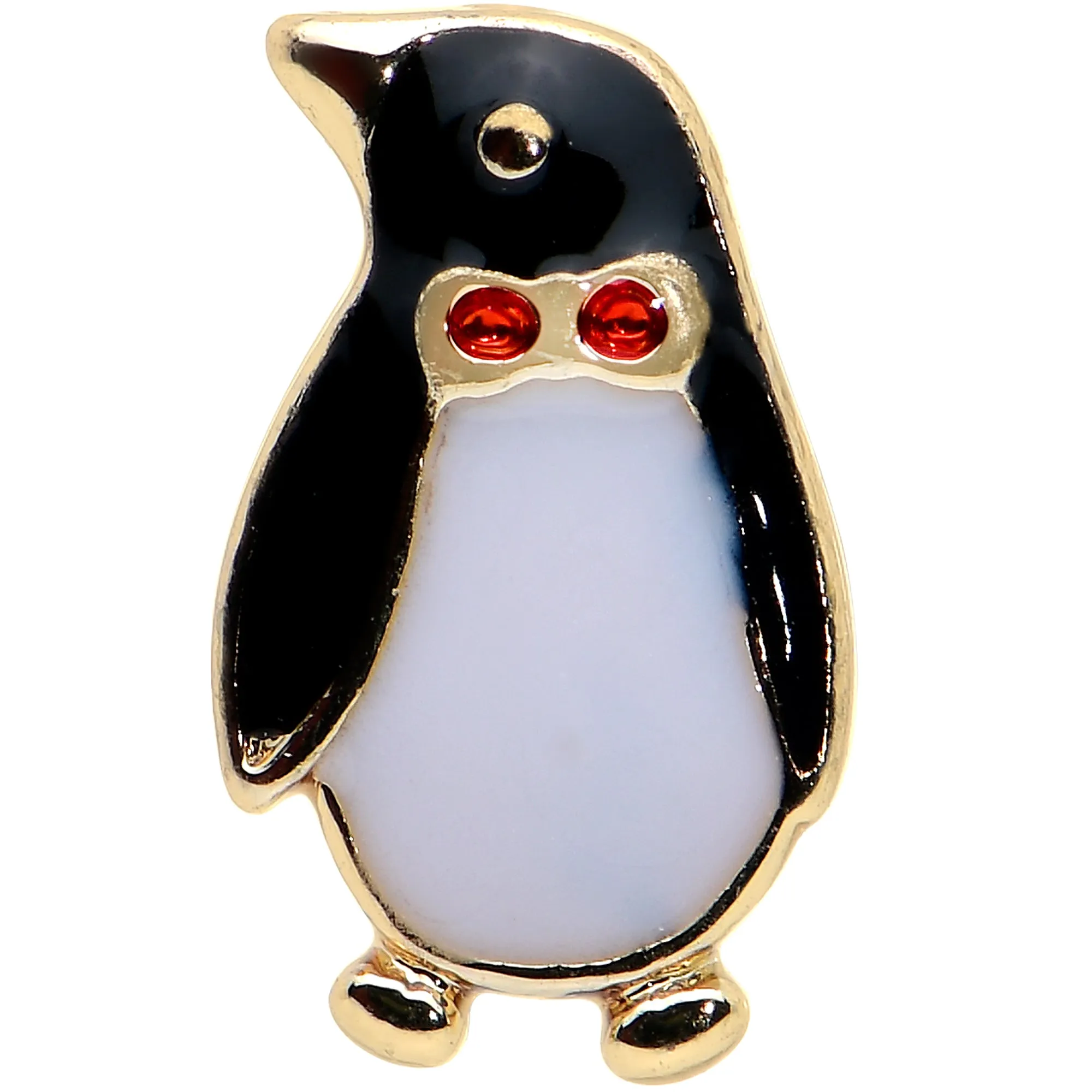16 Gauge 5/16 Red Gem Gold Tone Bow Tie Penguin Labret Monroe Tragus