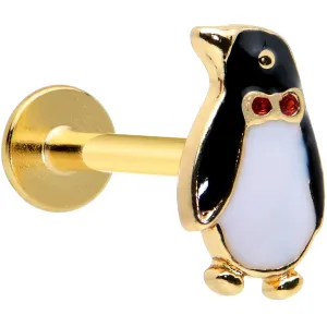 16 Gauge 5/16 Red Gem Gold Tone Bow Tie Penguin Labret Monroe Tragus