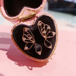 18K Gold 0.045ct Natural Diamond Butterfly Earrings