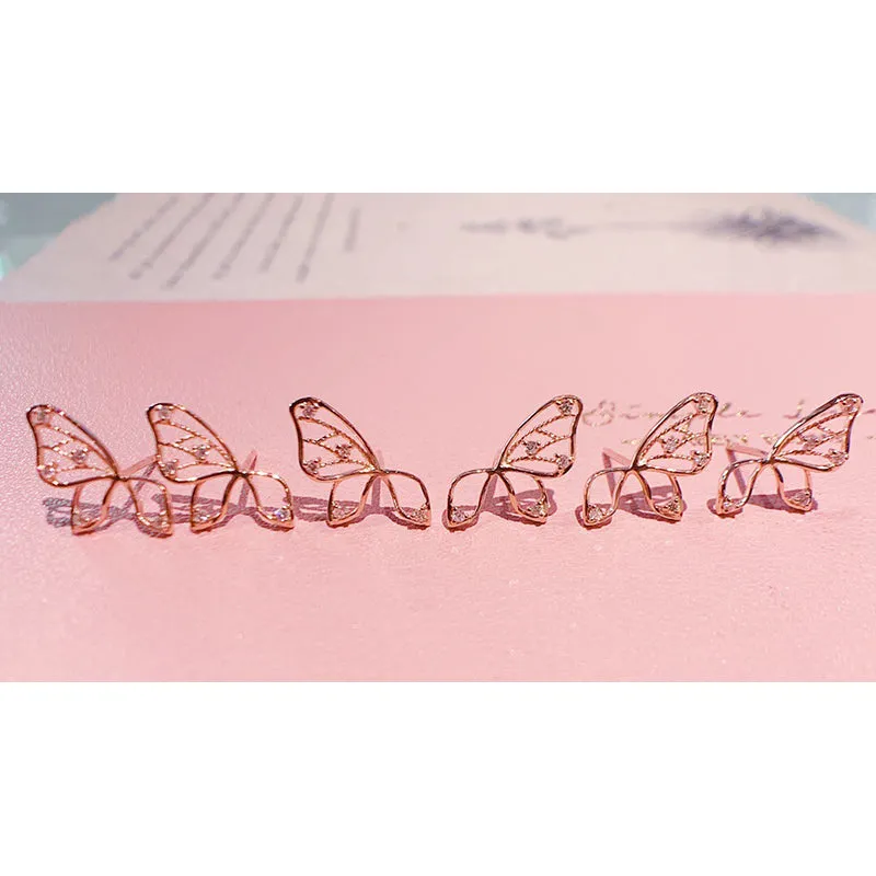 18K Gold 0.045ct Natural Diamond Butterfly Earrings