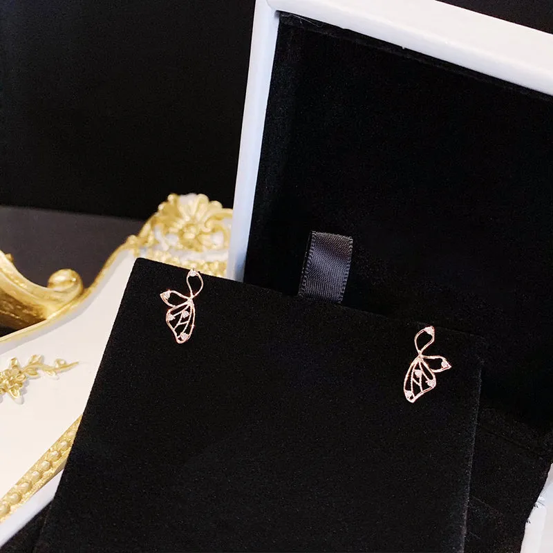 18K Gold 0.045ct Natural Diamond Butterfly Earrings