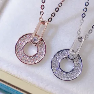 18K Gold 0.135ct Real Diamond Round Wheels Halo Pendant Necklace Color H, Clarity SI