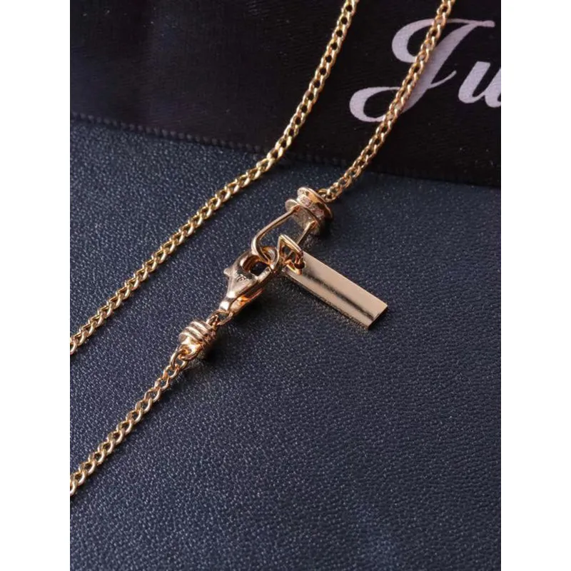 18K Gold 0.55ct Natural Diamond Made in Italy Curb Link Chain Bar Necklace