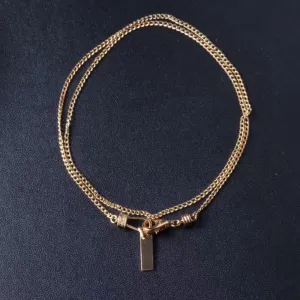 18K Gold 0.55ct Natural Diamond Made in Italy Curb Link Chain Bar Necklace