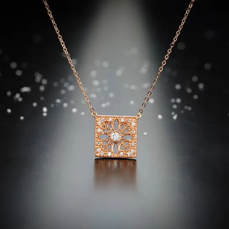18K Gold Diamond Emerald Necklaces Pandent Exclusively Handcrafted 0.055 Carat Natural Diamond (H-F Color, VS1-VS2 Clarity)