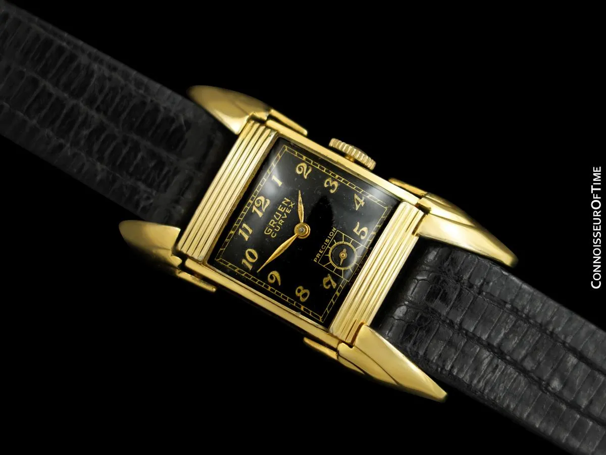 1920's Gruen Vintage Rare & Dramatic Men's Curvex Driver's Watch - Batwing Watch