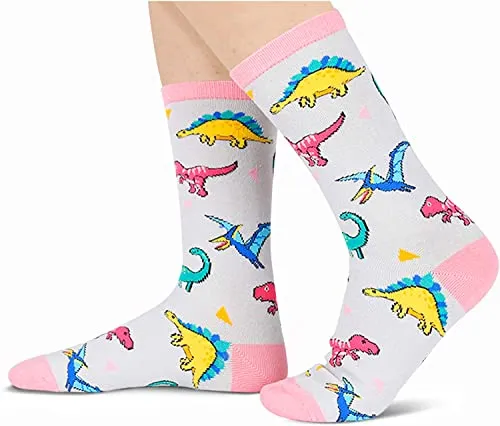 2 Pairs Women's Dinosaur Socks Dinosaur Gifts For Dinosaur Lovers Mom Women