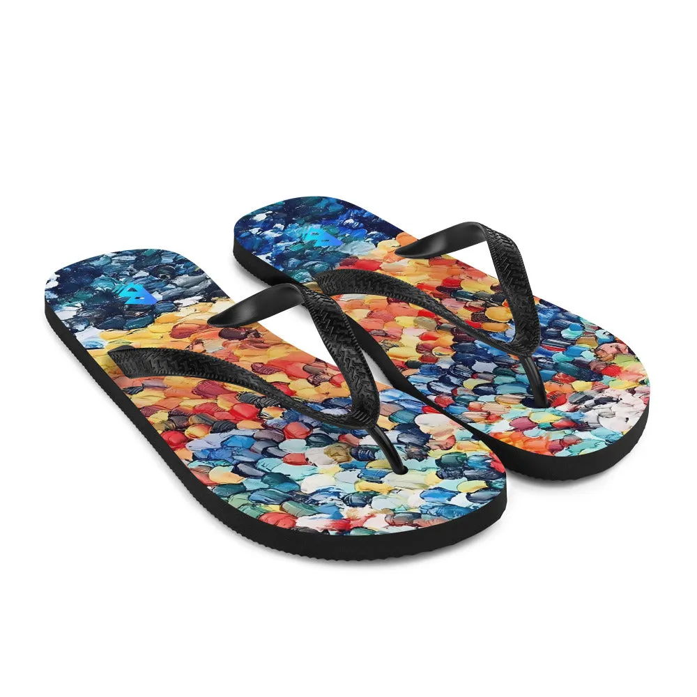 Abstract Beach Oils Flip-Flops –  Free Delivery! Rock / Metal / Gothic / EDM / Clubwear - Alternative Apparel Only from Phase B Records.