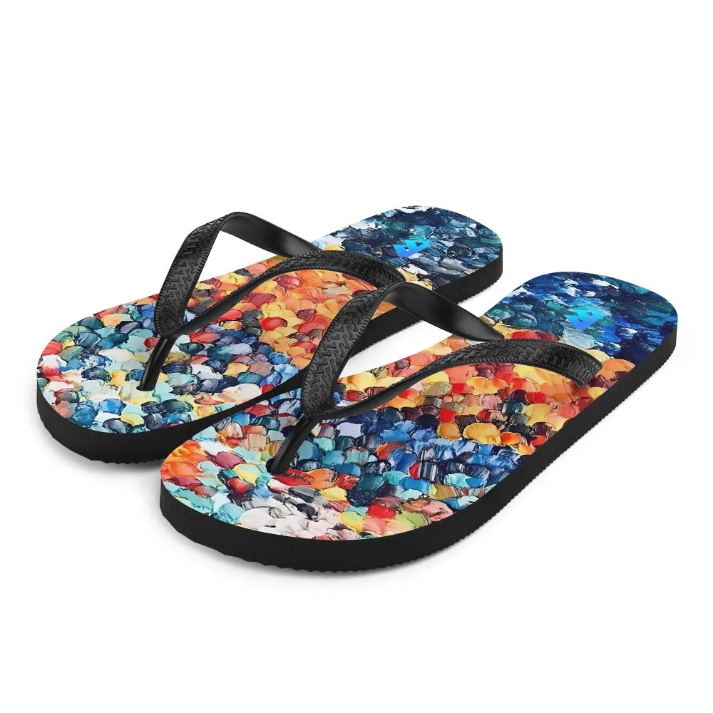 Abstract Beach Oils Flip-Flops –  Free Delivery! Rock / Metal / Gothic / EDM / Clubwear - Alternative Apparel Only from Phase B Records.