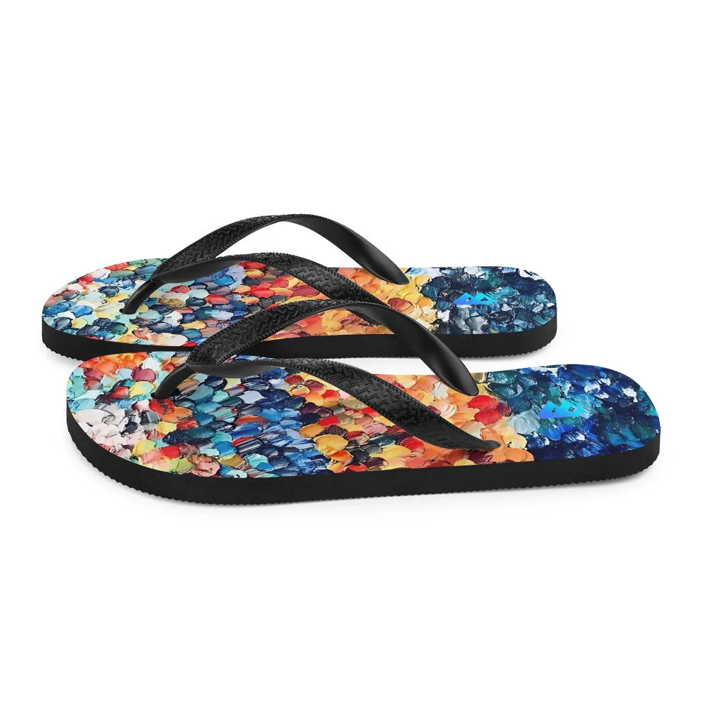 Abstract Beach Oils Flip-Flops –  Free Delivery! Rock / Metal / Gothic / EDM / Clubwear - Alternative Apparel Only from Phase B Records.