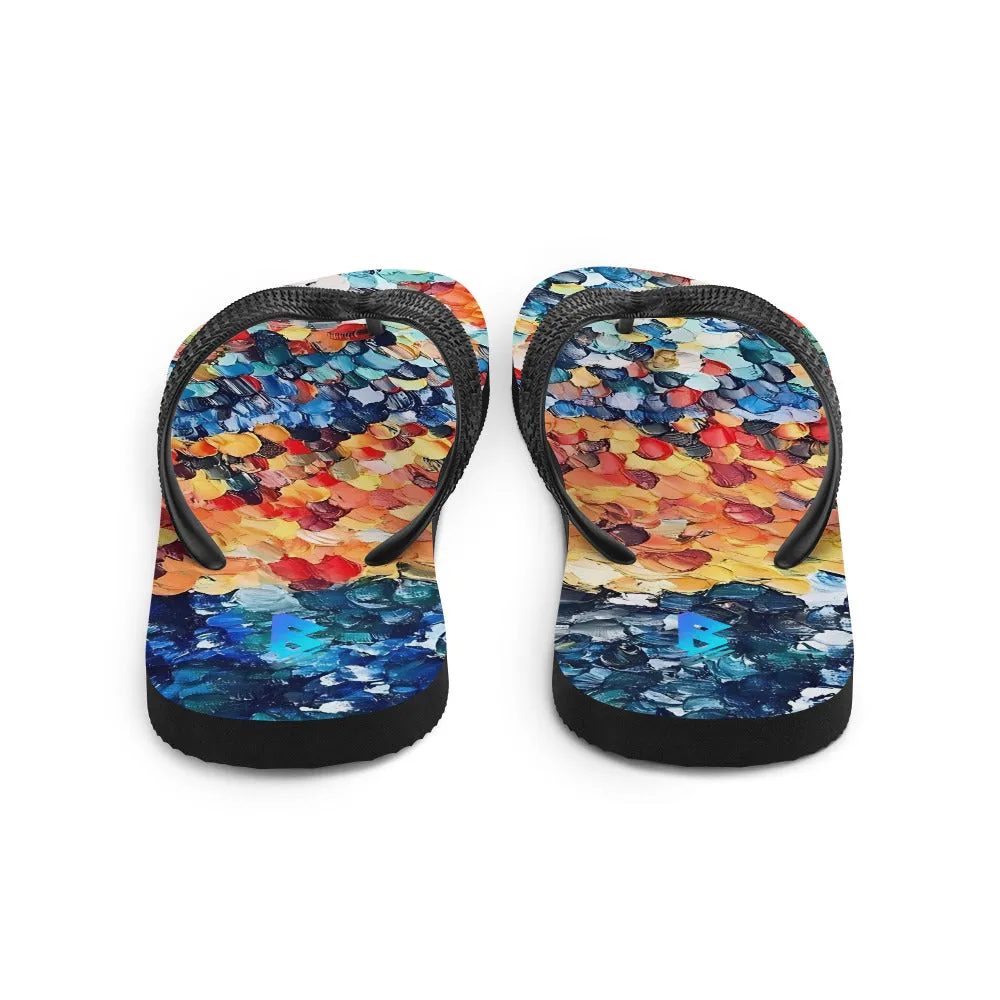 Abstract Beach Oils Flip-Flops –  Free Delivery! Rock / Metal / Gothic / EDM / Clubwear - Alternative Apparel Only from Phase B Records.
