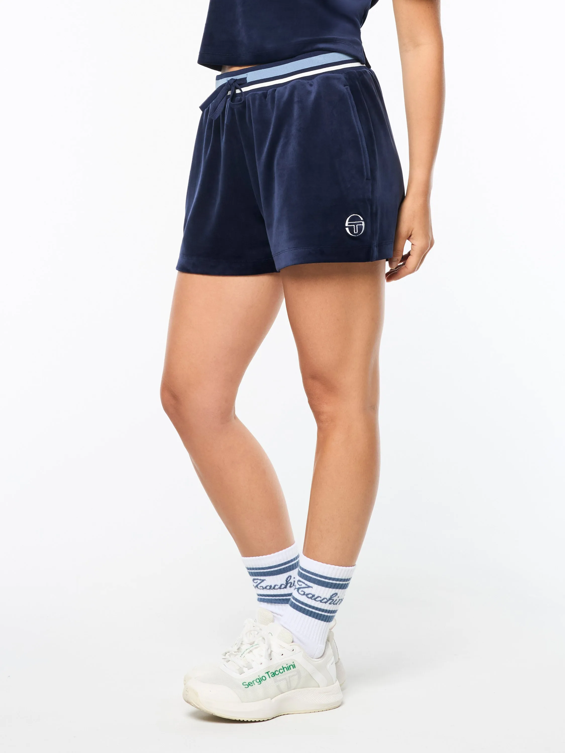 Adele Velour Short- Maritime Blue