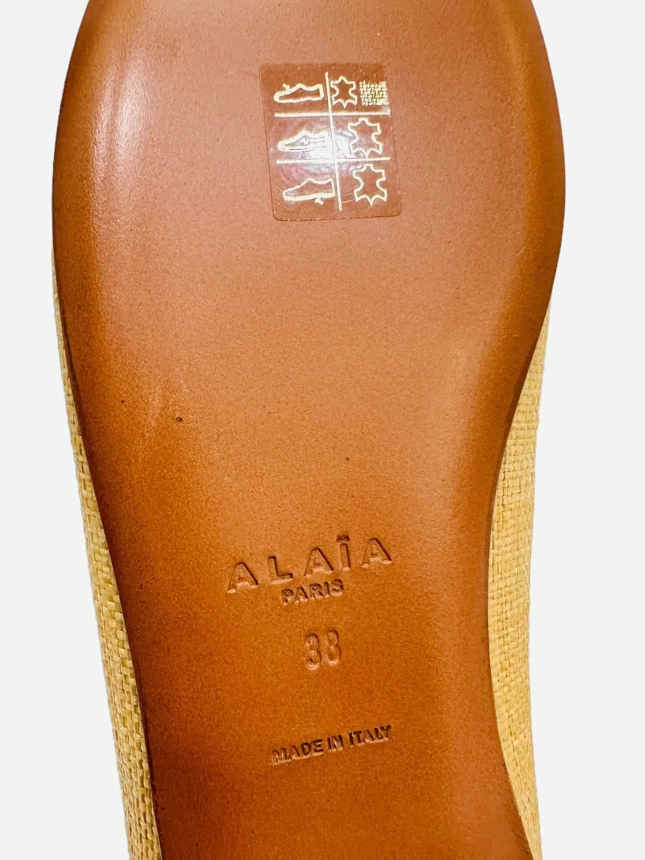 ALAIA Raffia Beige & Black Ballet Flats 38