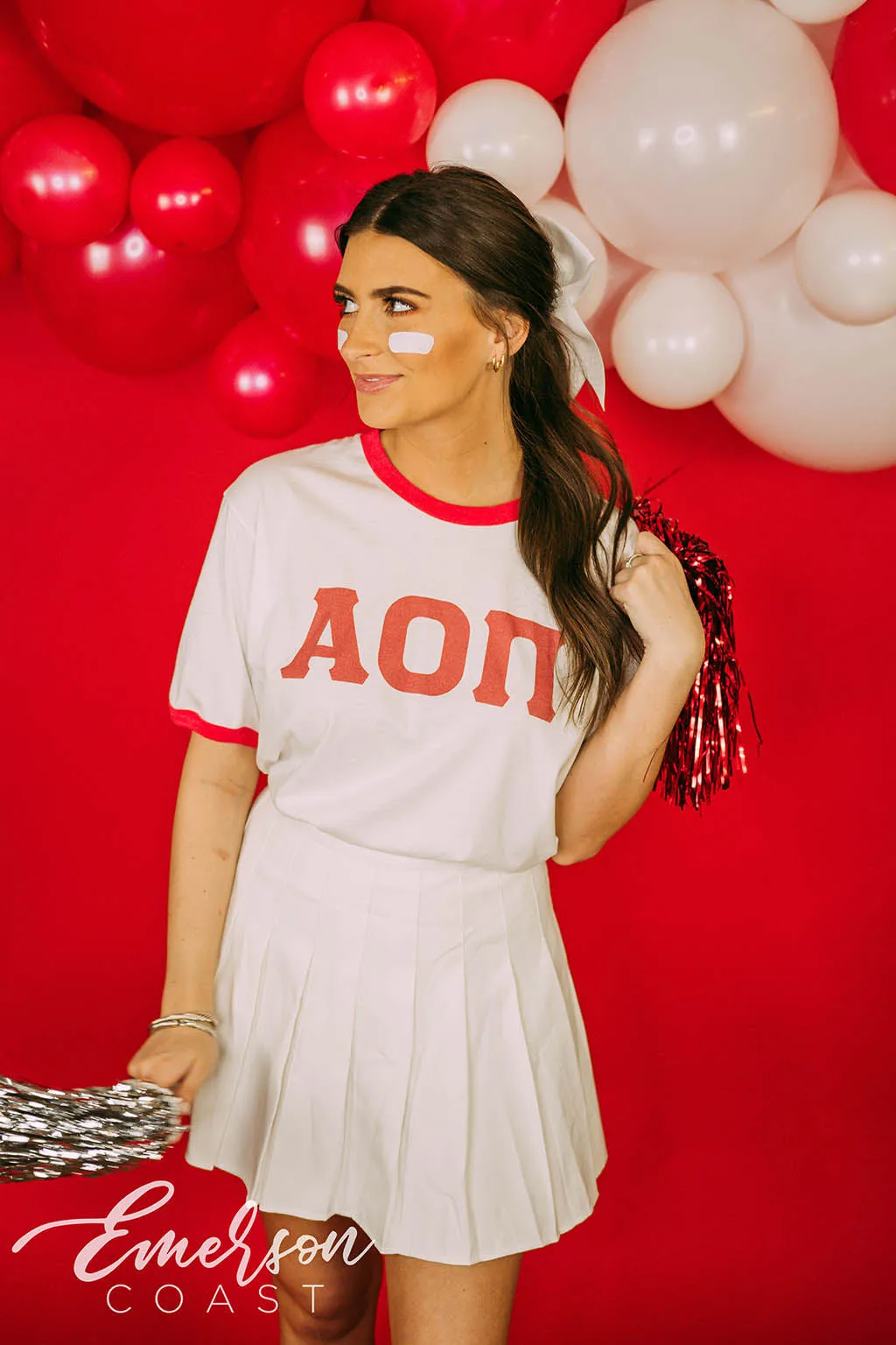 AOII Cheerleader Bid Day Ringer Tee