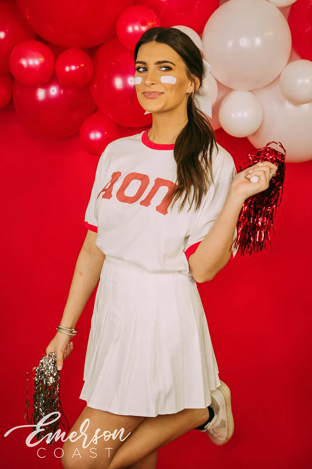 AOII Cheerleader Bid Day Ringer Tee