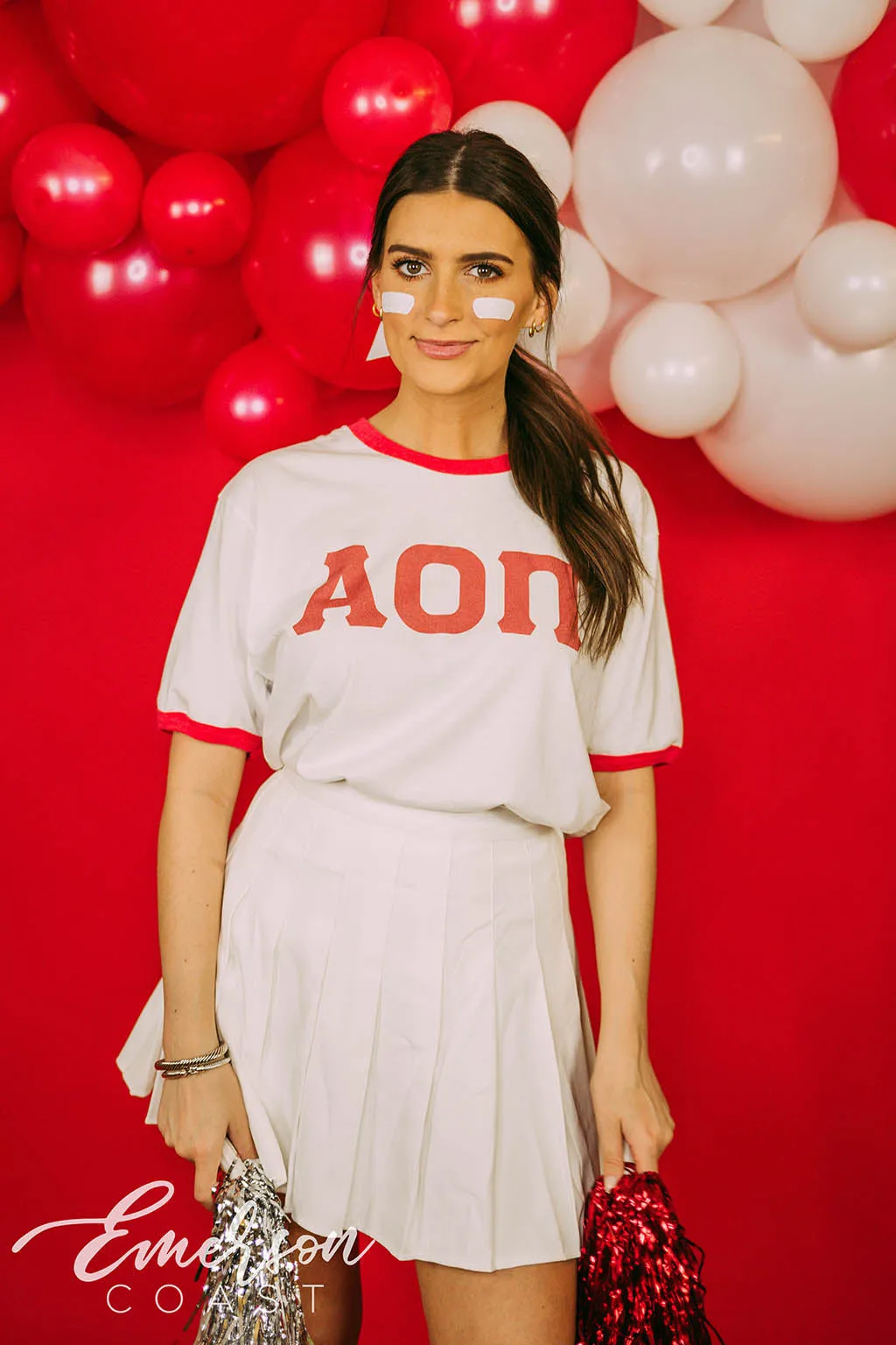 AOII Cheerleader Bid Day Ringer Tee