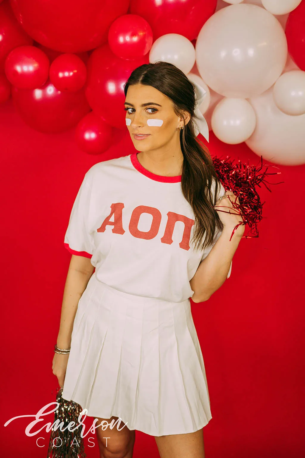 AOII Cheerleader Bid Day Ringer Tee