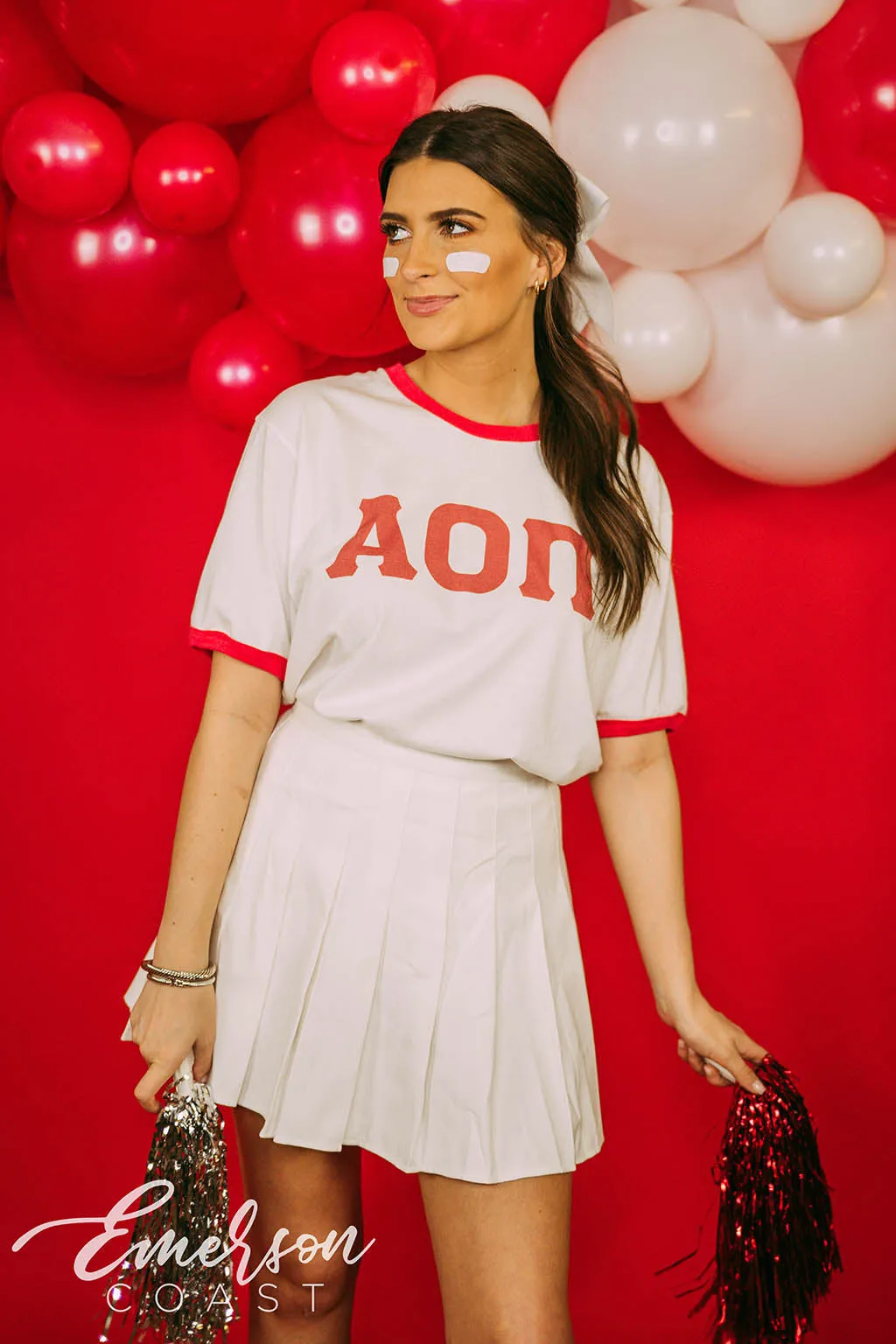 AOII Cheerleader Bid Day Ringer Tee
