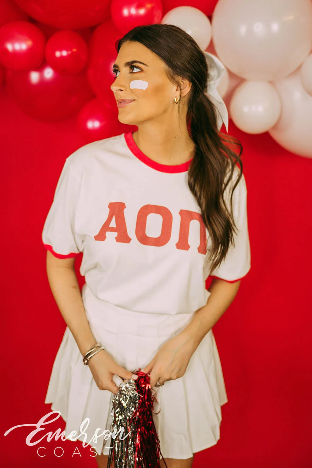 AOII Cheerleader Bid Day Ringer Tee