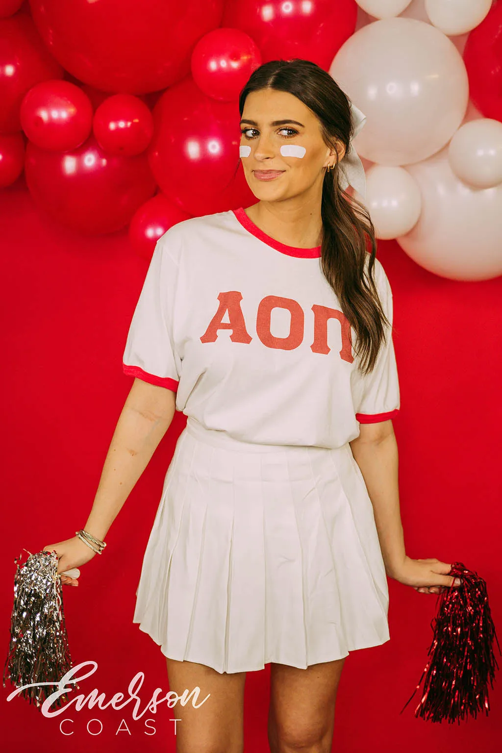AOII Cheerleader Bid Day Ringer Tee