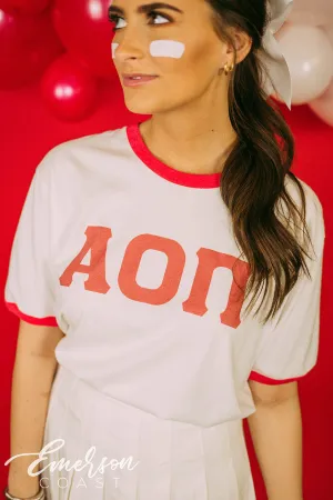 AOII Cheerleader Bid Day Ringer Tee