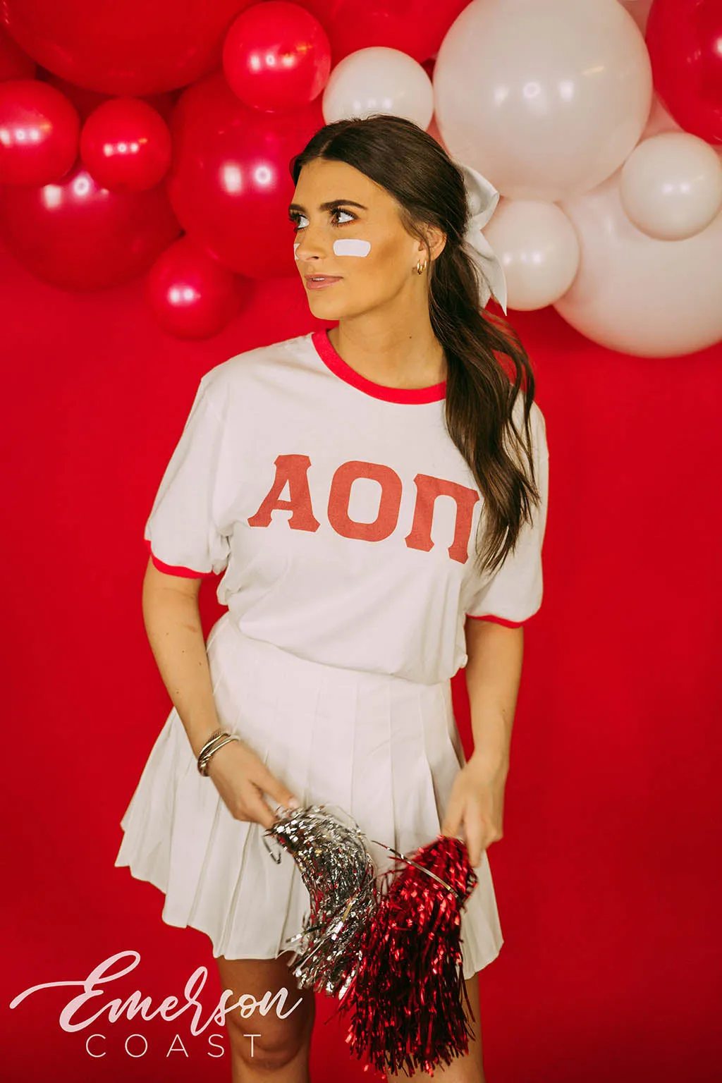 AOII Cheerleader Bid Day Ringer Tee