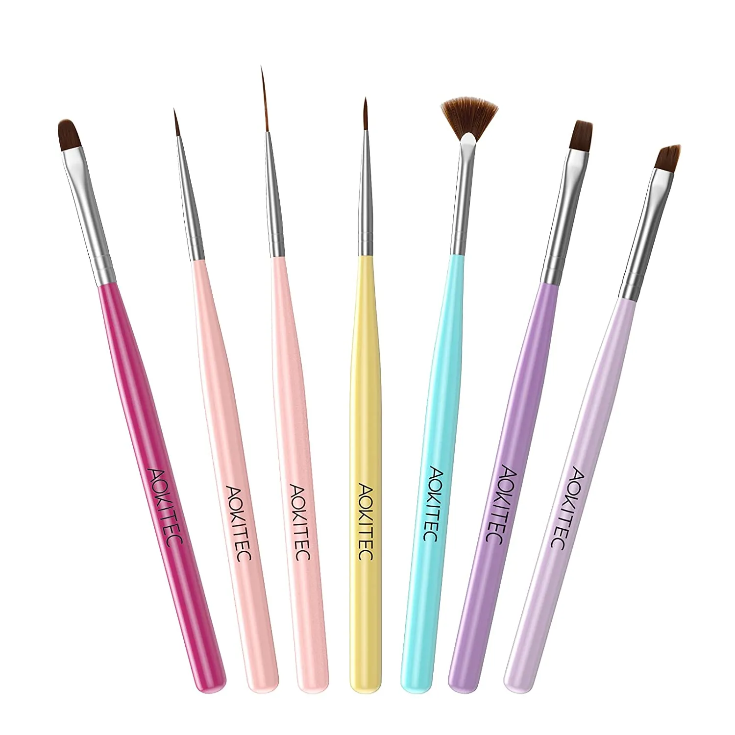Aokitec Nail Art Brushes 6pcs Set Gel Polish Nail Art Design Pen Painting Tools with Nail Extension Gel Brush Builder Gel Brush Nail Dotting Pen & Nail Art Liner Brush for Salon at Home DIY Manicure