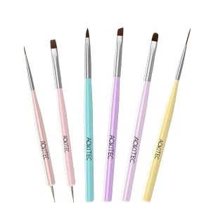 Aokitec Nail Art Brushes 6pcs Set Gel Polish Nail Art Design Pen Painting Tools with Nail Extension Gel Brush Builder Gel Brush Nail Dotting Pen & Nail Art Liner Brush for Salon at Home DIY Manicure