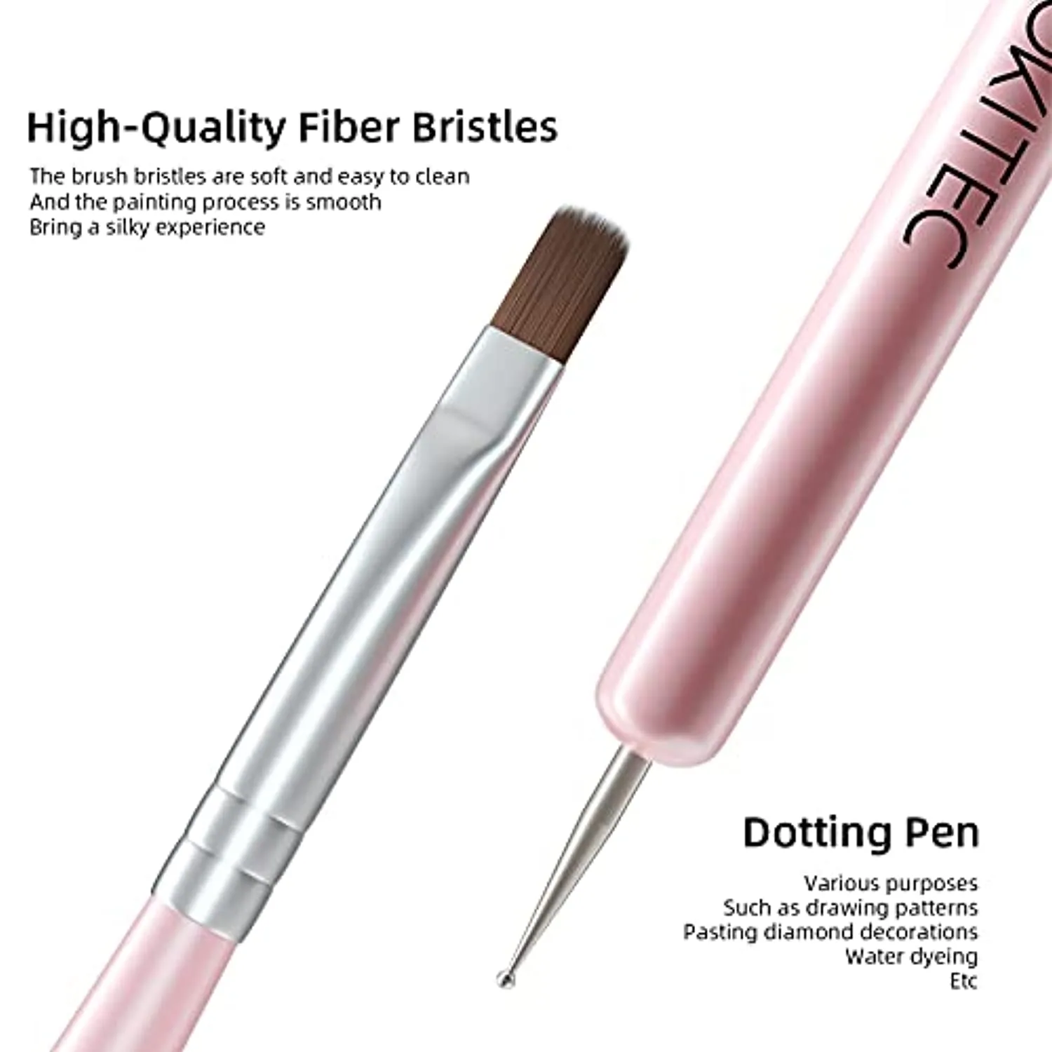 Aokitec Nail Art Brushes 6pcs Set Gel Polish Nail Art Design Pen Painting Tools with Nail Extension Gel Brush Builder Gel Brush Nail Dotting Pen & Nail Art Liner Brush for Salon at Home DIY Manicure