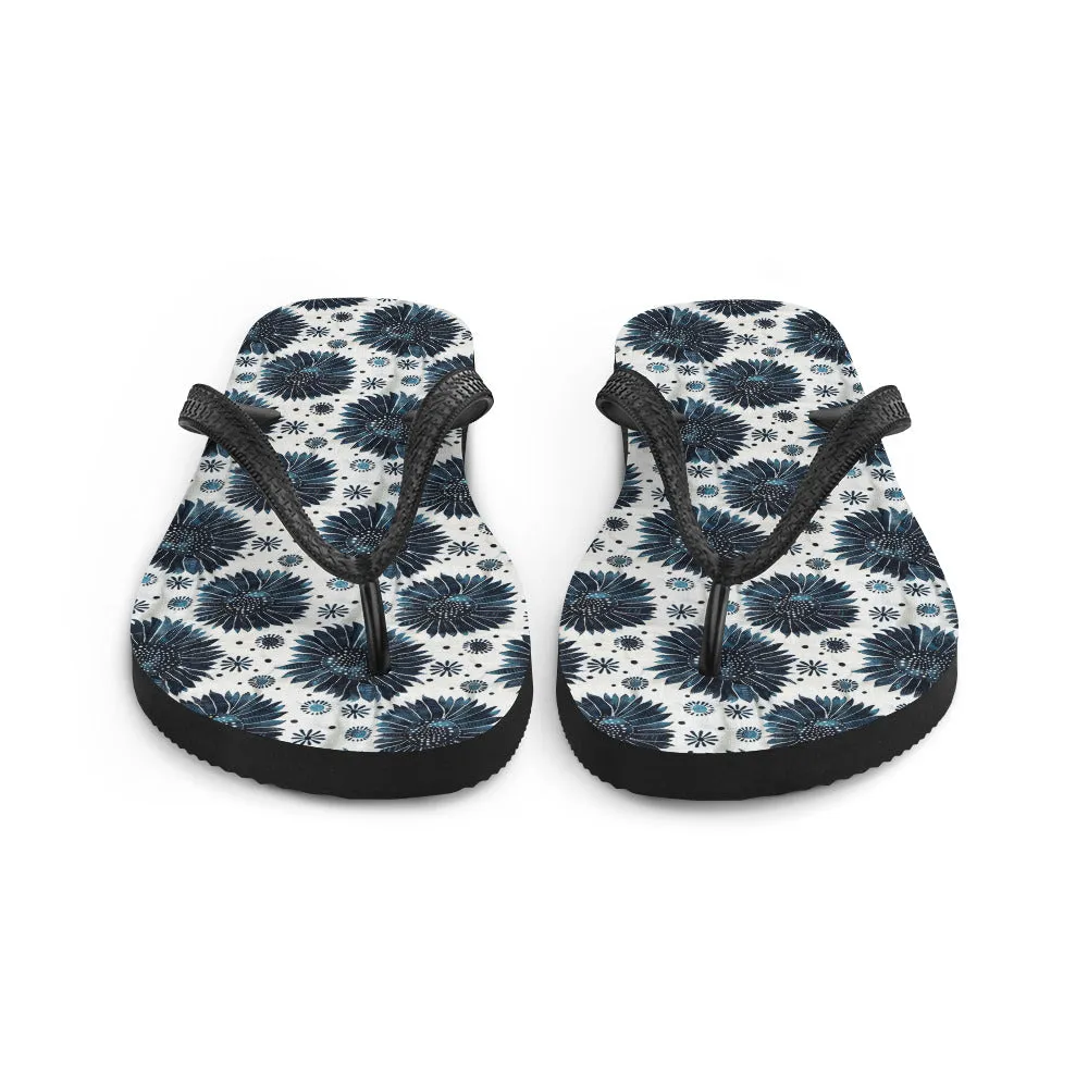Aqua Florettes on White - Flip-Flops