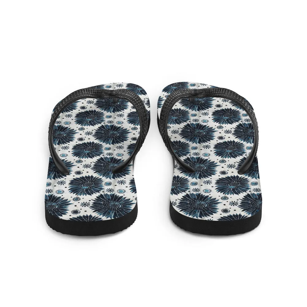Aqua Florettes on White - Flip-Flops
