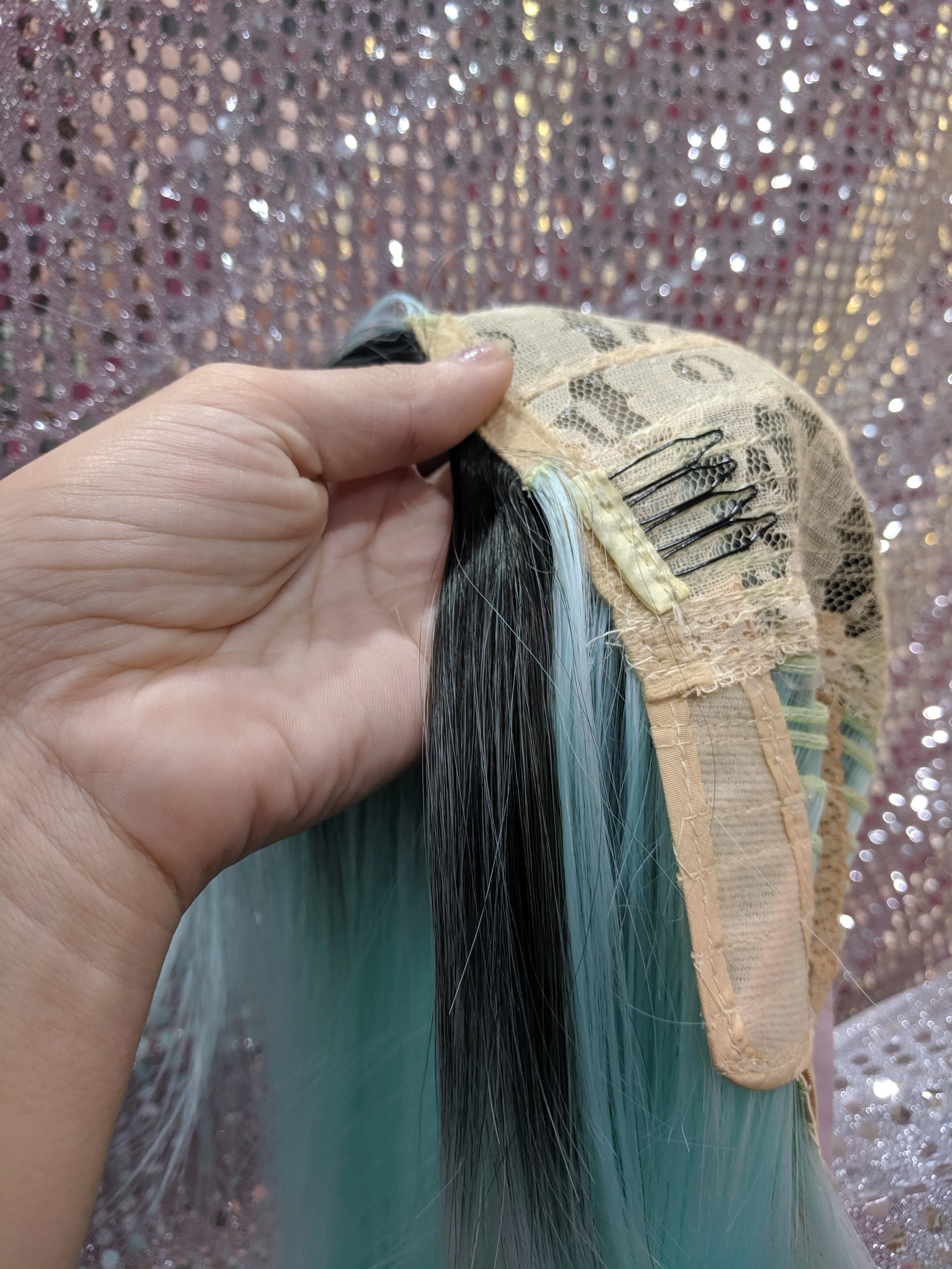 Aqua Ombre 24" Straight Heat Resistant Wig