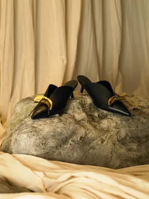 Artisanal Beauvoir Low heeled Mules - Black/Tarnish Sun
