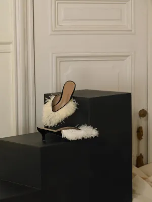 Artisanal Folie Mules - White / Black