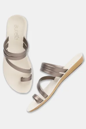 Aurelia Gunmetal Solid Almond Toe Flat-ZKARSYN