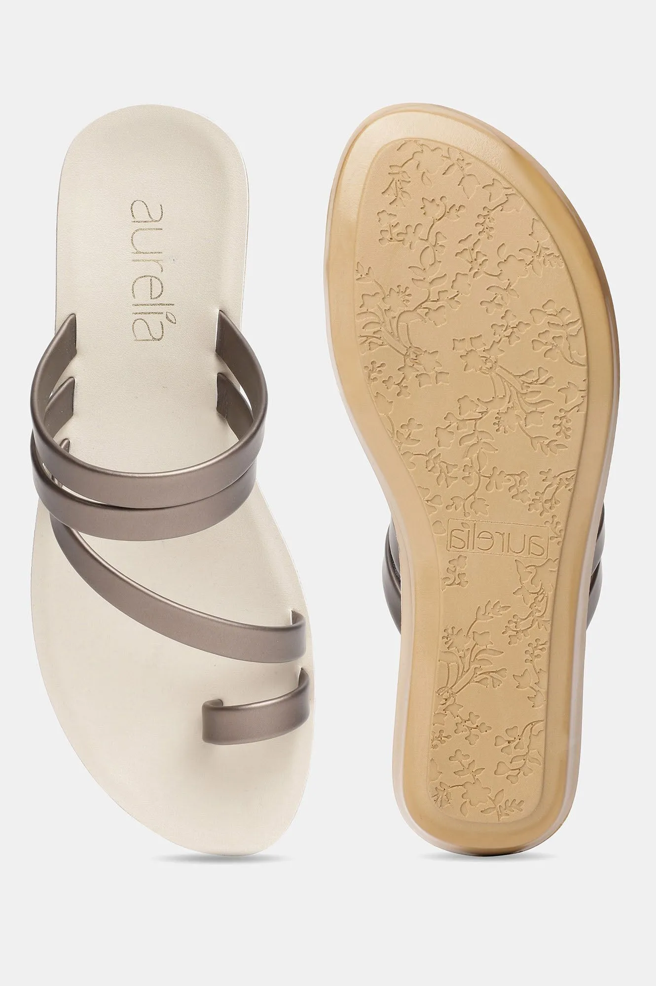 Aurelia Gunmetal Solid Almond Toe Flat-ZKARSYN