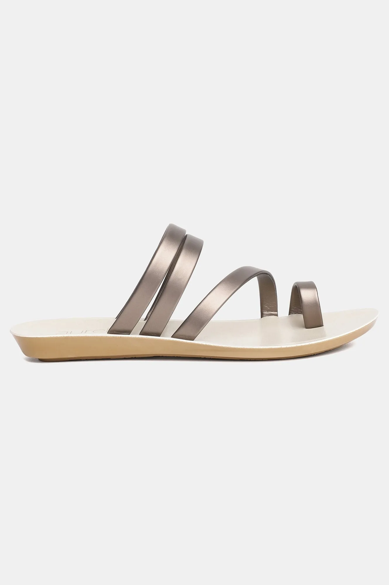 Aurelia Gunmetal Solid Almond Toe Flat-ZKARSYN