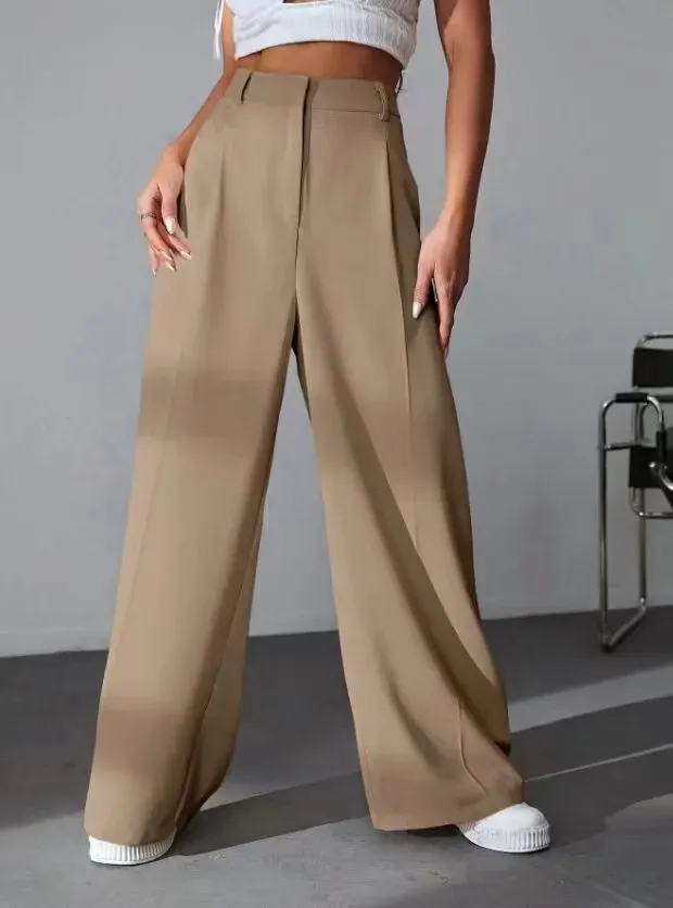 Ava High-Waisted Wide Leg Tailored Trousers