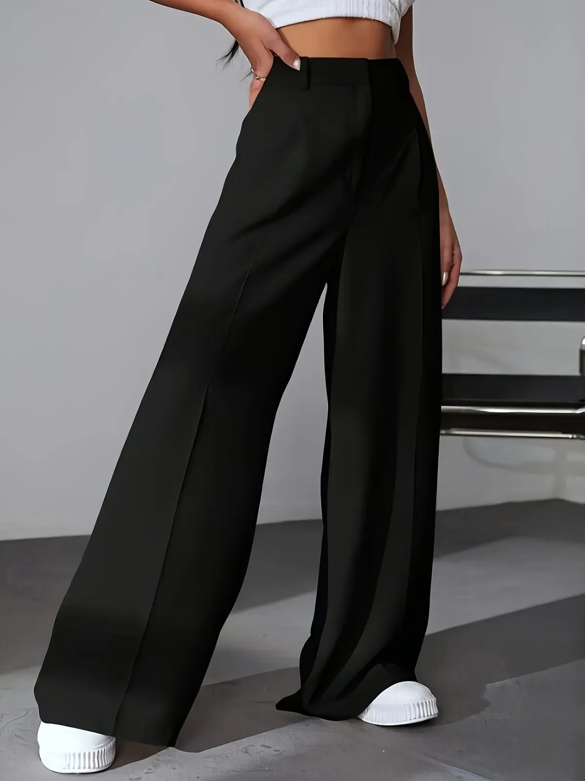 Ava High-Waisted Wide Leg Tailored Trousers
