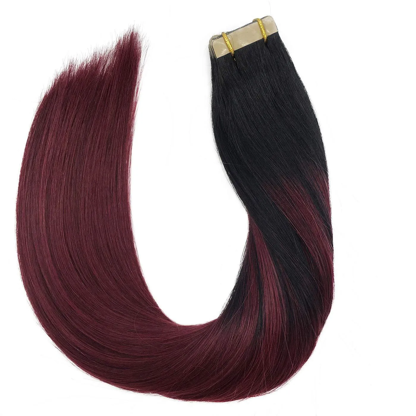 Balayage Jet Black to Red Ombre 20pcs 50g Straight Tape in Hair Extensions