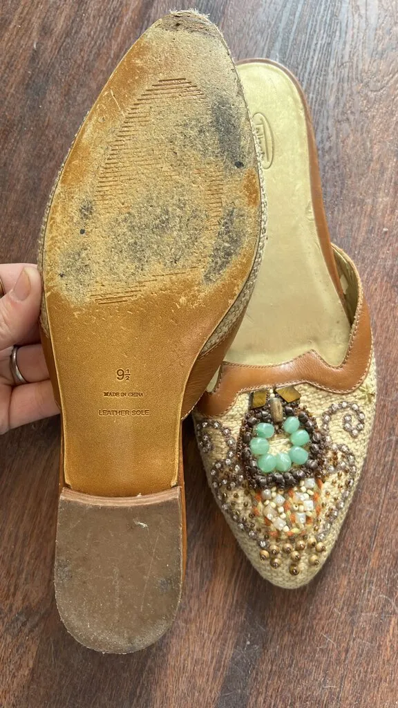 Beaded Pointed Toe Mules