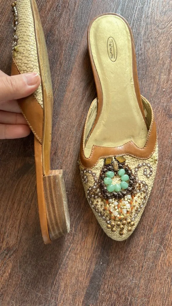 Beaded Pointed Toe Mules