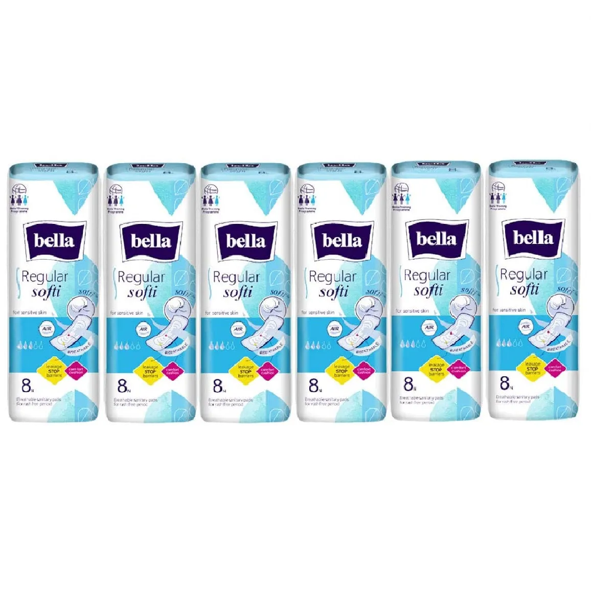 Bella Regular Softi Classic Sanitary Pads 8Pcs (Pack of 6)