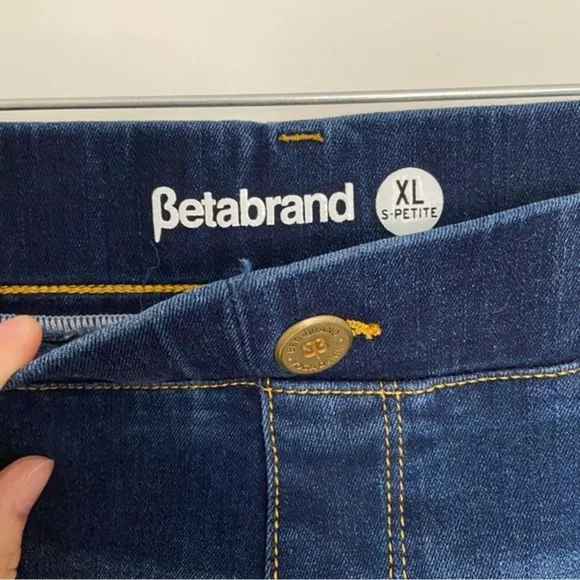 Betabrand straight leg 4 pocket yoga denim jeans dark vintage wash XL S petite