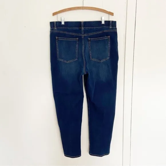 Betabrand straight leg 4 pocket yoga denim jeans dark vintage wash XL S petite