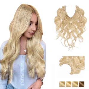 Blonde Wavy Halo Human Hair Extension Light Volume